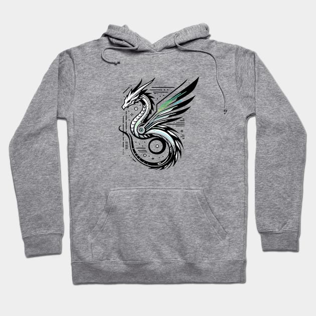 Silver Punk Dragon Cyber Punk Cool Dragon Design Hoodie by deanisadea21